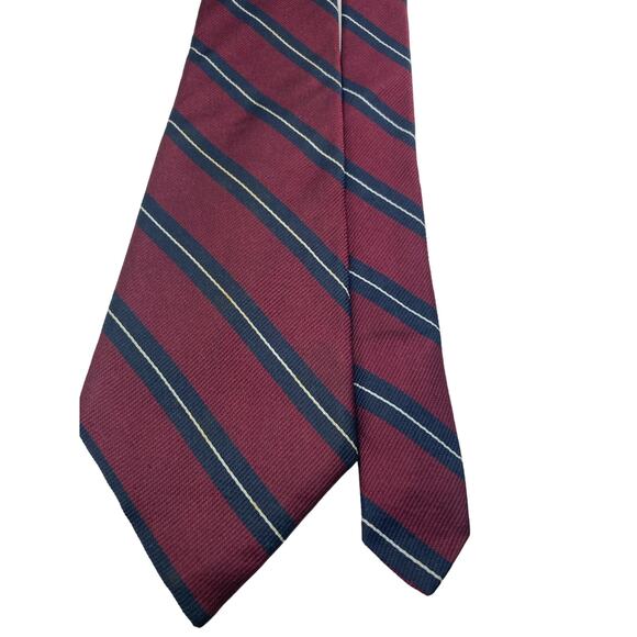 Don Loper Beverly Hills 100% Silk Tie 59"L x 3.5"W Burgundy with Navy Stripes - Picture 1 of 7